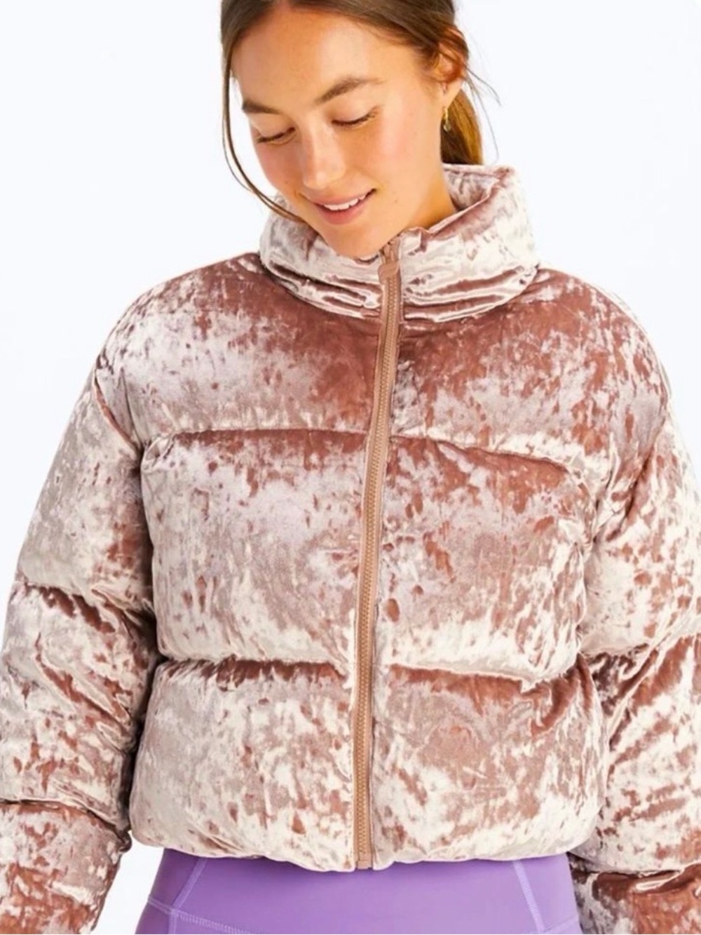 Fabletics Rose Velvet Puffer Jacket